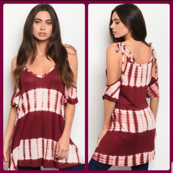 Wine and White Long Tie Dyed Top Adjustable Strap - Picture 1 of 4